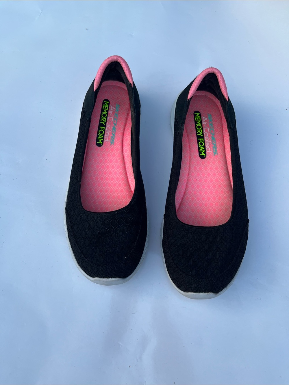 Skechers Women's Black Slip-On Sneakers with Pink Insole